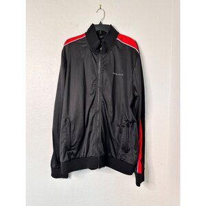 Sean John Mens Black Red Full-Zip Track Jacket Striped Sleeves Big Tall Size 3XL